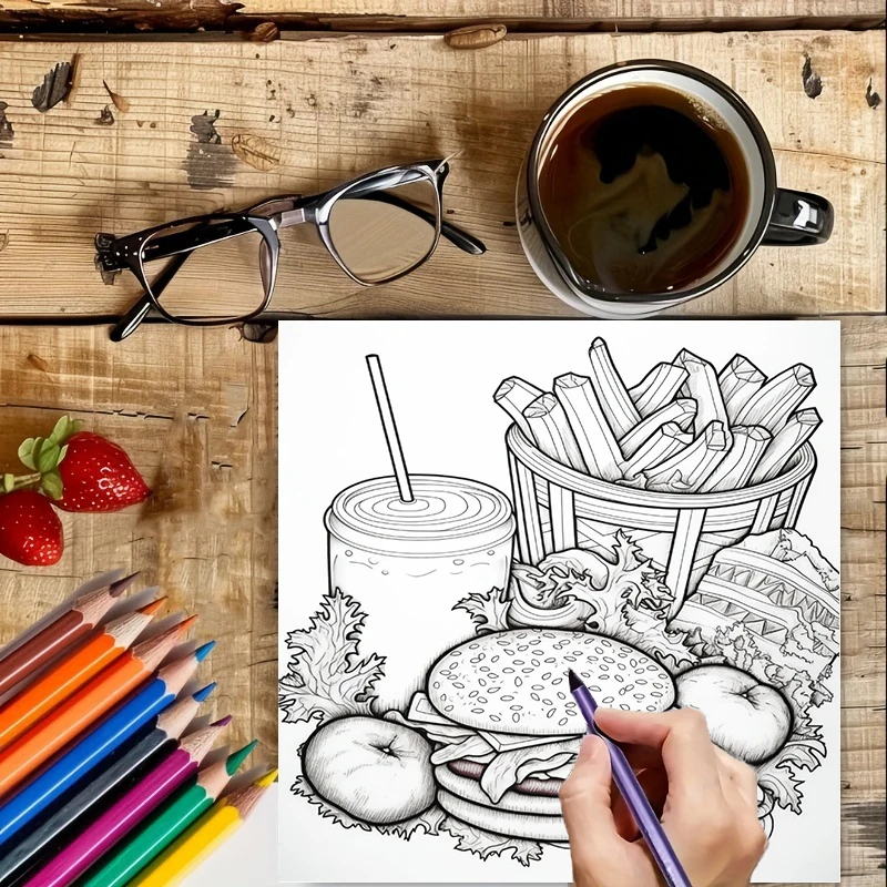 Livre de coloriage pour adulte - Food And Snacks Coloring Book Bold And Easy avis et prix